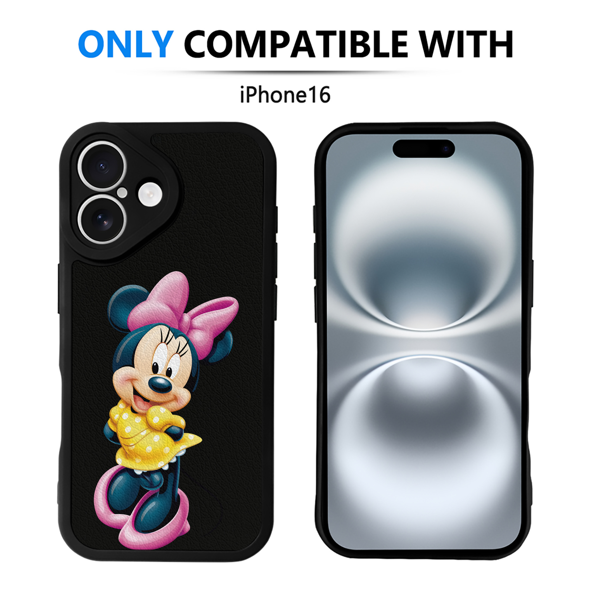 （画像用） ミッキーマウス Mickey Mouse 【iPhone 16シリーズ対応】シリコンスマホケース（レザー調） 材質：シリコン